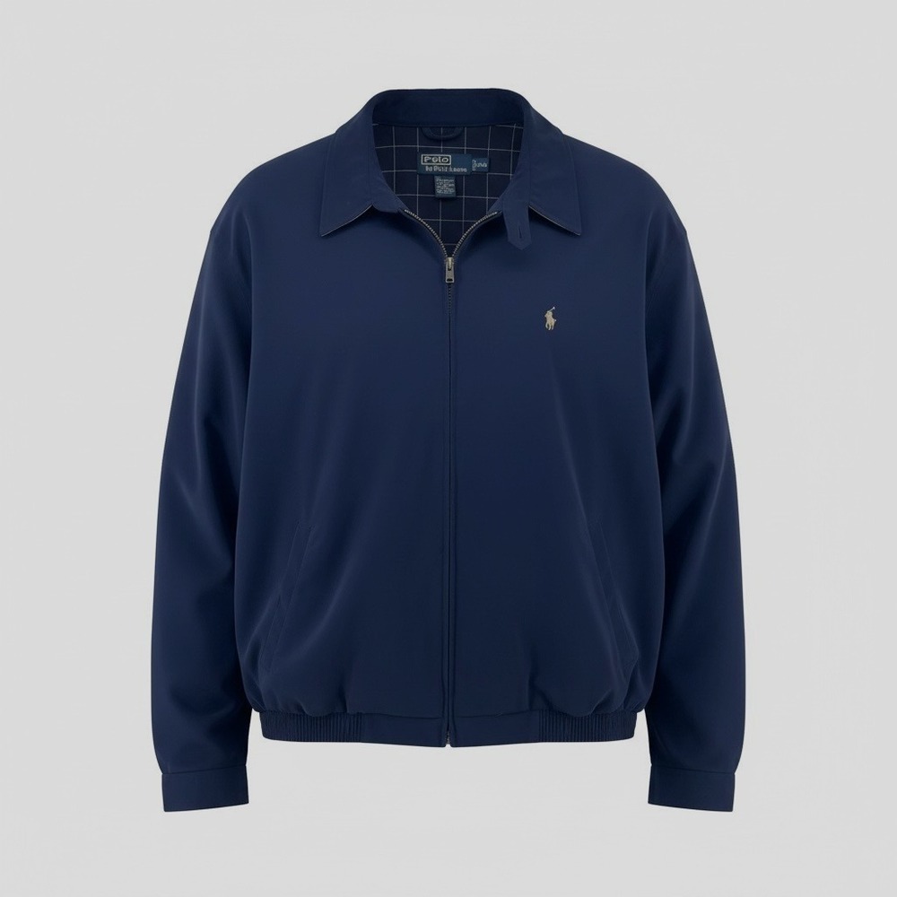 Vintage Polo Ralph Lauren Men's XXL Harrington Bomber Jacket Navy Blue Full Zip